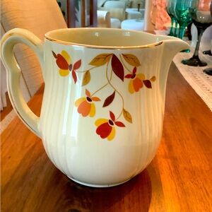 Vintage halls, superior quality, kitchen, ware, autumn leaf 6 inch milk pitcher